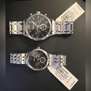 FOSSIL His and Her Fenmore Multifunction Stainless Steel Watch Gift Set